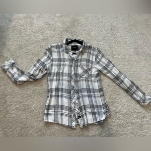 Rails - White and black plaid long sleeve shirt